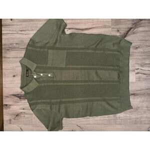 Grace Karin  short sleeve knit polo light weight golf sweater shirt olive green